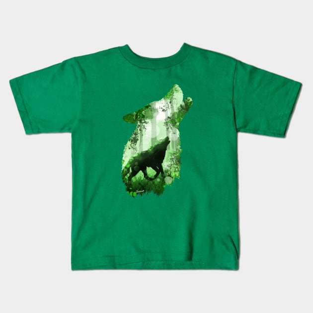 Evergreen Wolf Kids T-Shirt by DVerissimo